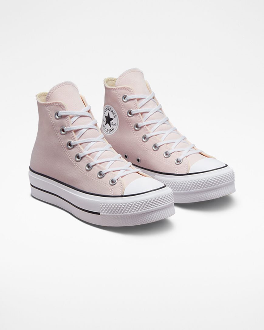 Dámské Boty Na Platformy Converse Chuck Taylor All Star Lift Platene Vysoké Růžové Bílé Černé | CZ YPAL74